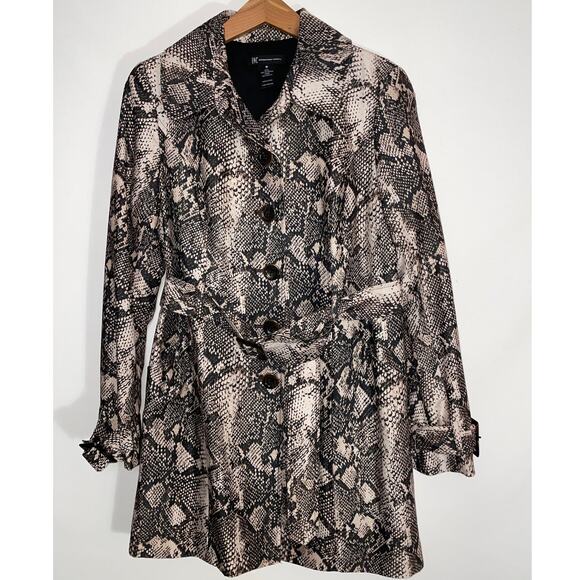 INC International Concepts Snakeskin Print Belted Trench Coat - Women's Size M‎ - Picture 1 of 8